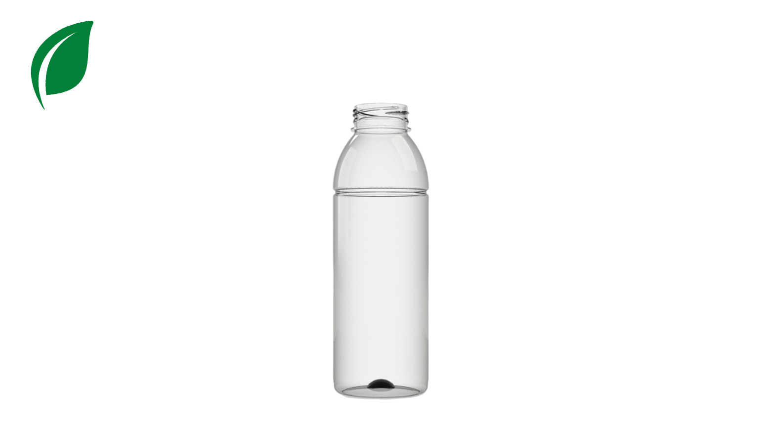 RPET Flaschen, rund, 500 ml, Öffnung Ø 38 mm, gr.M.