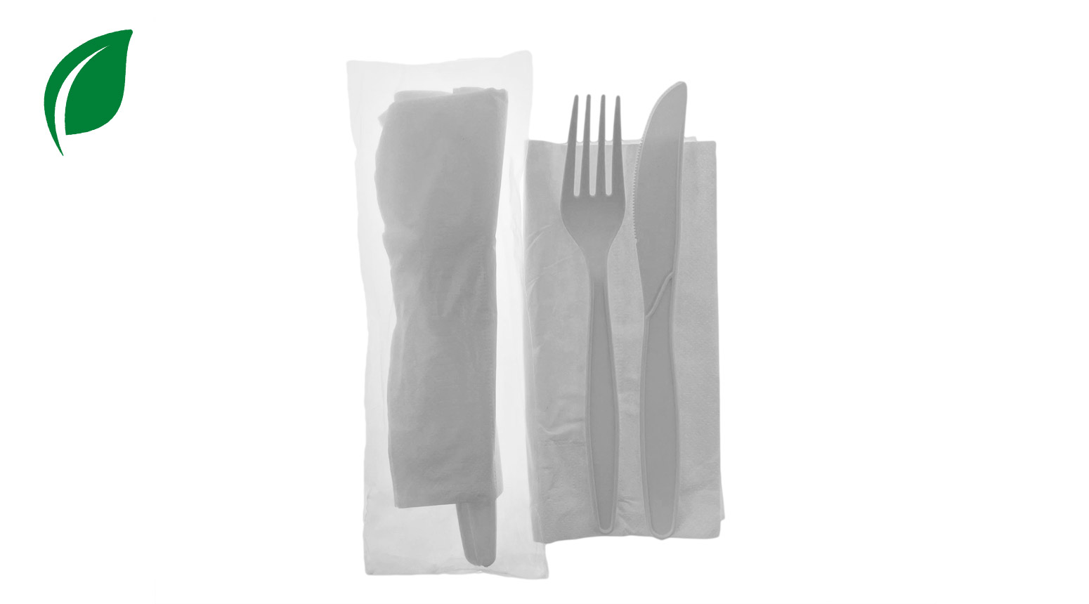 Besteckset ÖKO-LINE (Messer, Gabel, Serviette), weiss