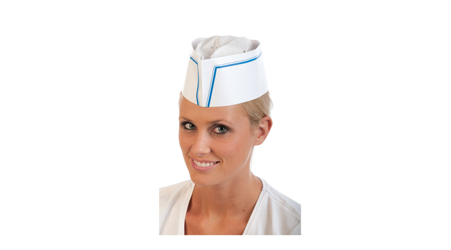 Schiffchenmütze mit Netzeinsatz weiss/blau