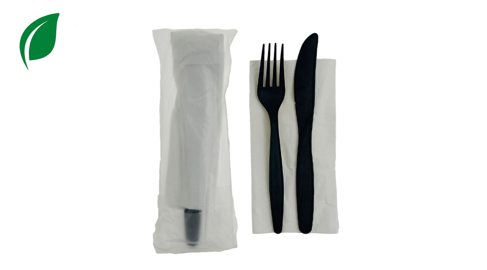 Besteckset ÖKO-LINE (Messer, Gabel, Serviette), schwarz